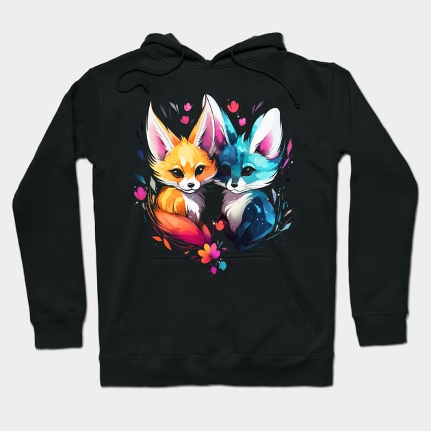 Fennec Fox Couple Valentine Hoodie by JH Mart